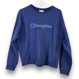 Champion Womens Sz XL Reverse Weave Navy Crew Neck Sweatshirt Long Sleeve